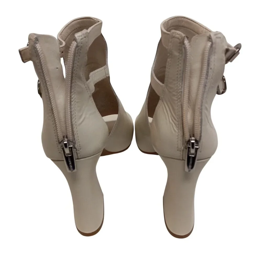 Vince Camuto 8.5 M Roskette Beige Leather Block Heel Sandals Open Toe Buckles - Picture 7 of 13